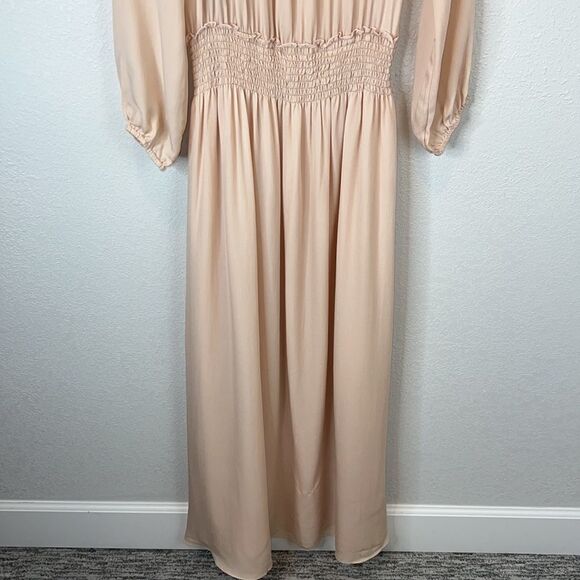 NWT LoveShackFancy Smocked Washed Silk Maxi Dress In Powder Pink- Size XS - Picture 11 of 15